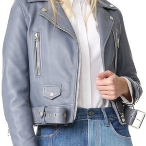 Acne Studios Powder Blue Leather Jacket